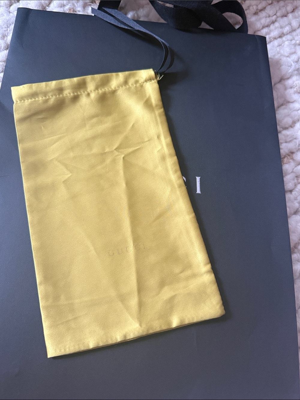 💛 NEW Gucci Yellow Satin Drawstring Pouch